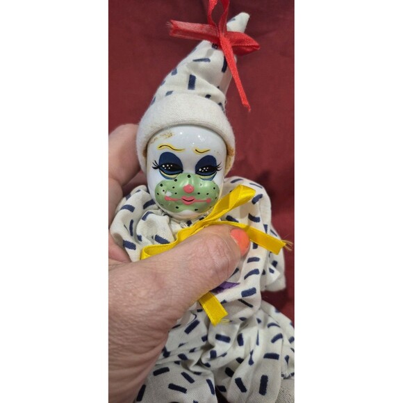 New Vintage Chinese Porcelain Face Clown Doll 9" Counting Hat Never Played With - Picture 1 of 4